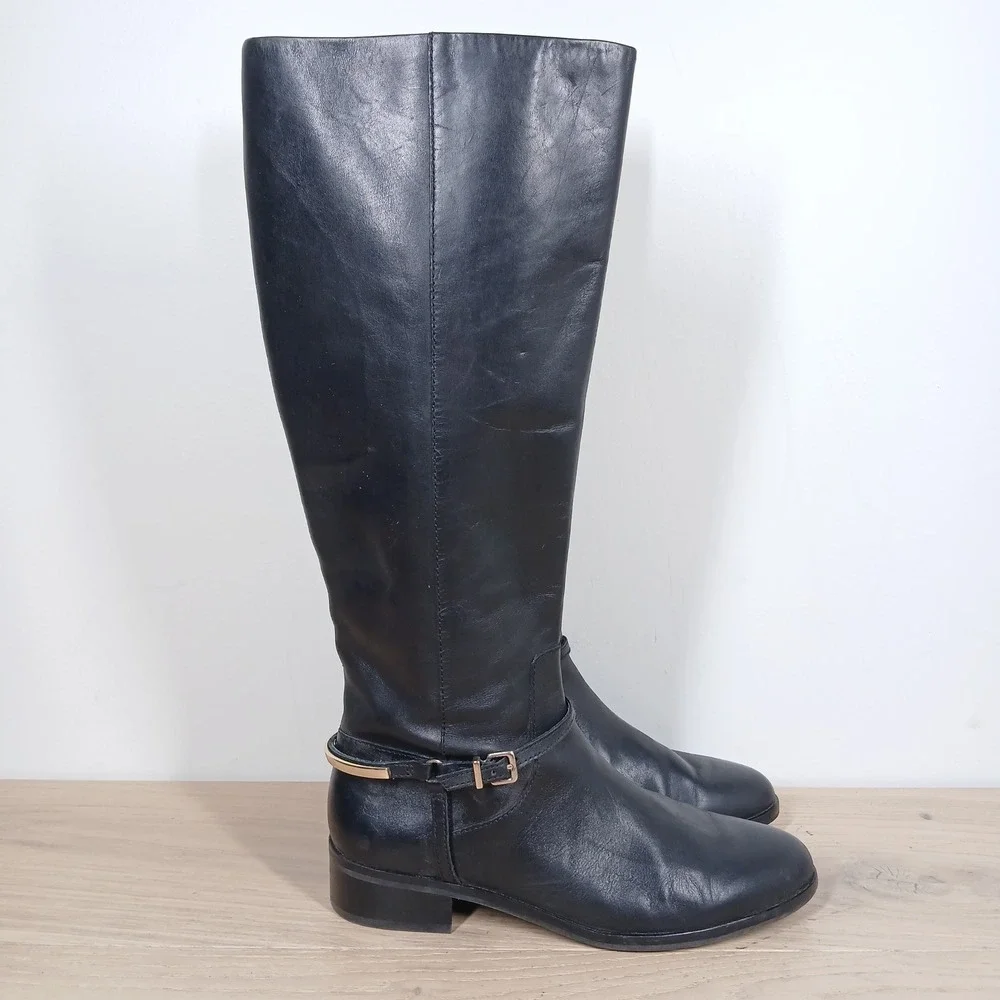 Essex Lane Boots Women 8.5 Black Leather Knee High Riding Equestrian Classic